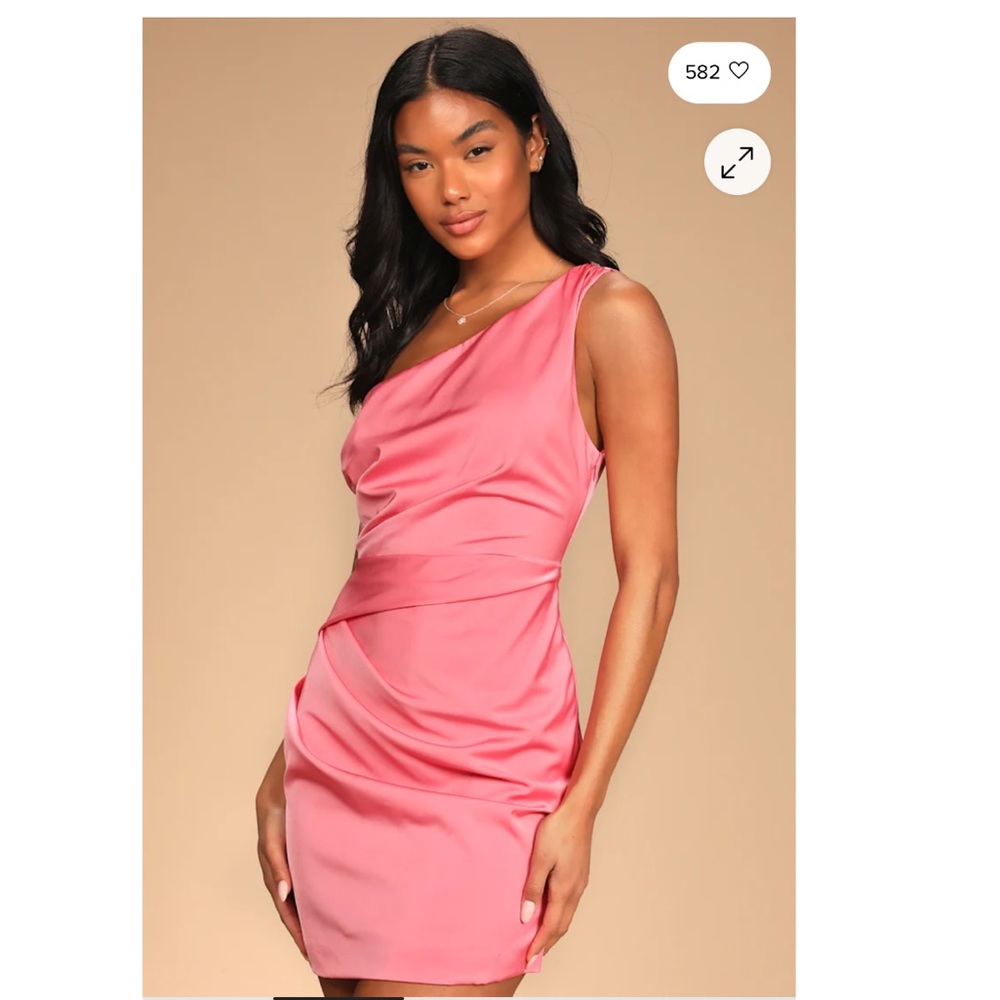 Lulus DO+BE Vibrant Pink Satin Dress Medium